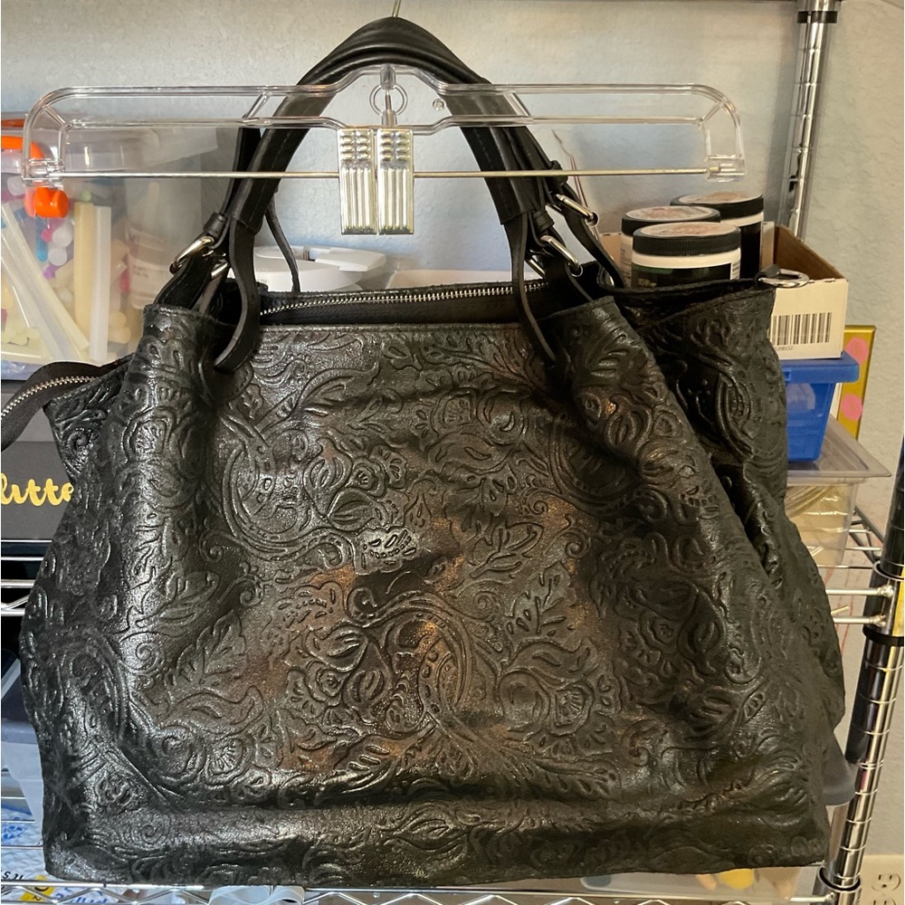ISADORA EMBOSSED ITALIAN LEATHER TOTE